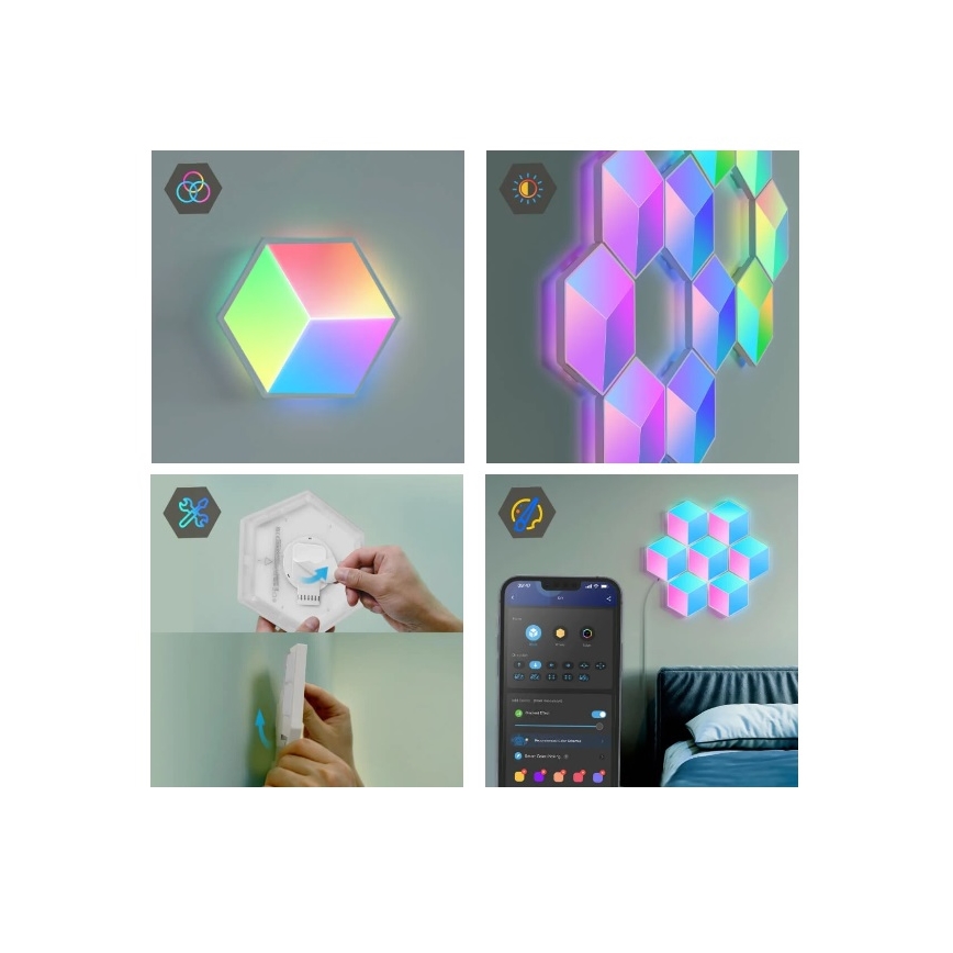 Govee - SET 10x LED svjetiljka Glide Hexa Pro LED Smart RGBIC Wi-Fi
