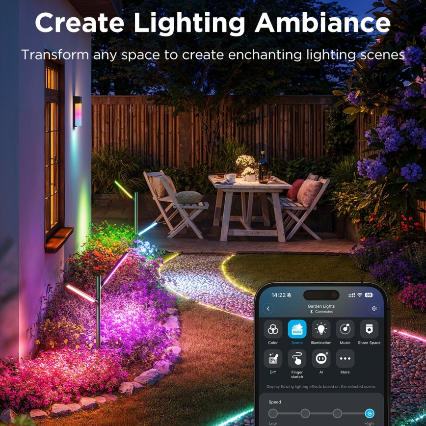 Govee - SET 2x LED RGBICWW Prigušiva vanjska lampa LED/18W/230V IP66 2700-6500K Wi-Fi