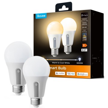 Govee - Set 2x prigušiva LED žarulja Smart MATTER A60 E27/9W/230V 2700-6500K Wi-Fi