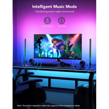 Govee - SET 2x Smart Gaming Wi-Fi LED RGBIC Paneli + Smart Dual + daljinski upravljač