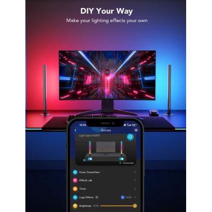Govee - SET 2x Smart Gaming Wi-Fi LED RGBIC Paneli + Smart Dual + daljinski upravljač