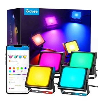 Govee - SET 4x Flood Lights vanjska SMART LED svjetla Wi-Fi IP66