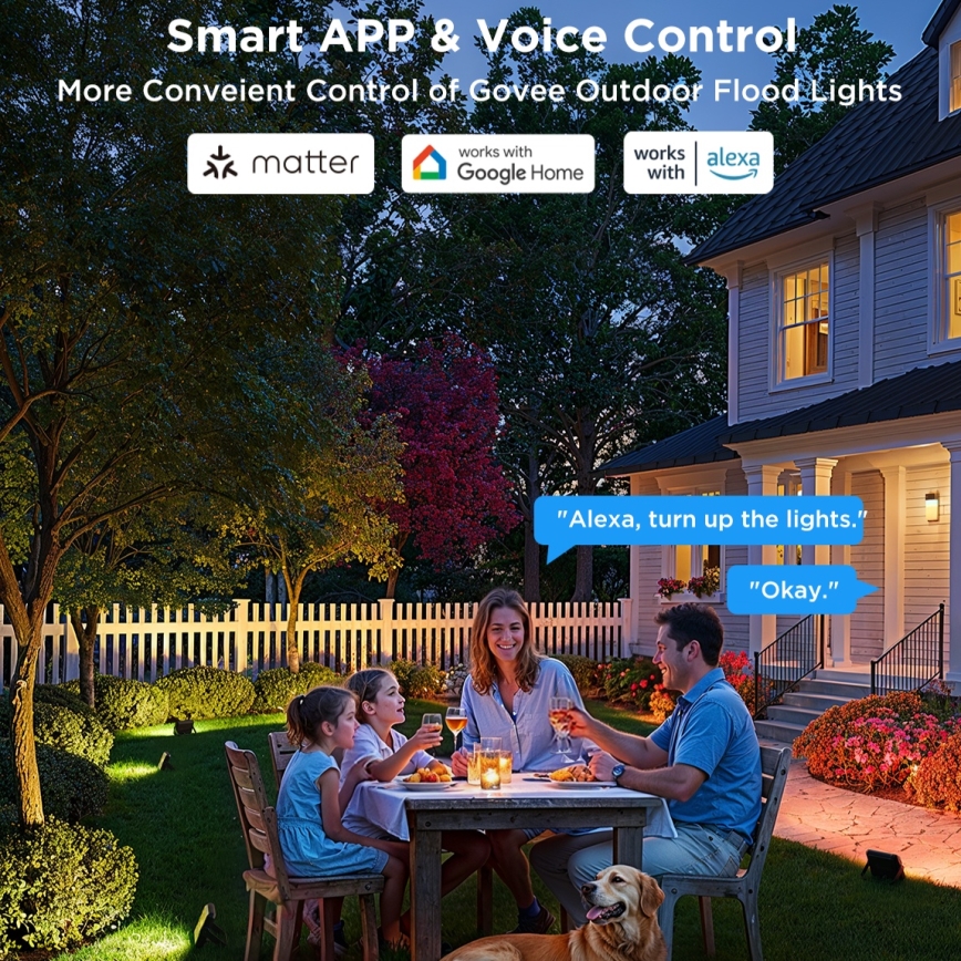 Govee - SET 4x LED RGBICWW reflektor s podesivom svjetlinom LED/24W/230V IP66 mat Wi‑Fi