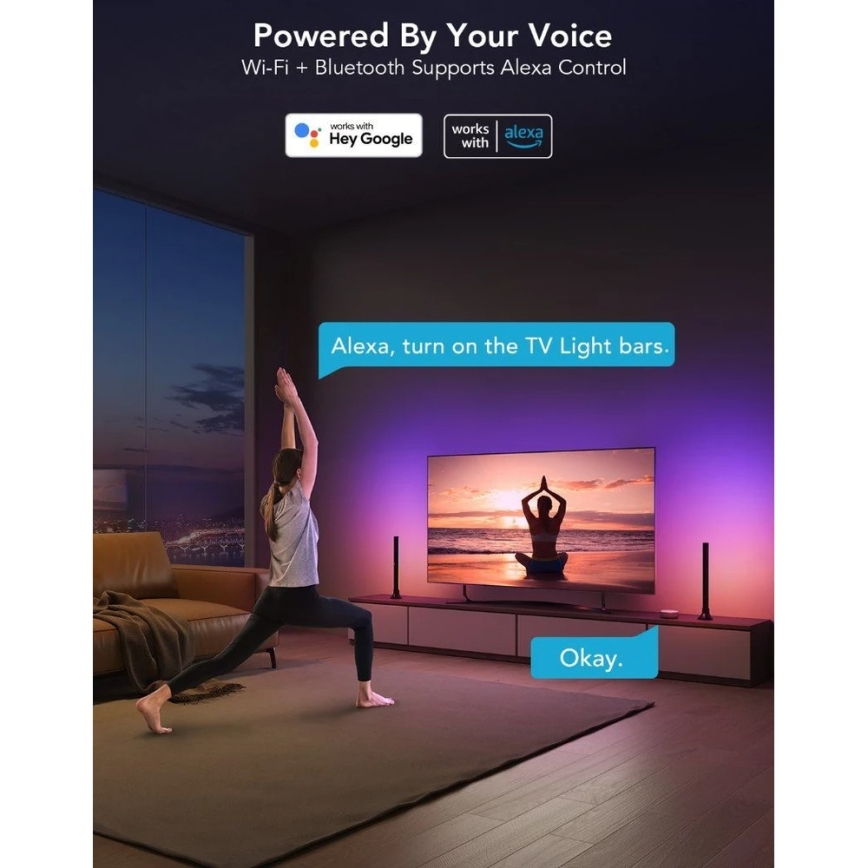 Govee - SMART LED RGBIC panel 38 cm za TV 43-75 - 2 kom Wi-Fi