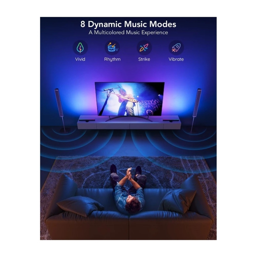 Govee - SMART LED RGBIC panel 38 cm za TV 43-75 - 2 kom Wi-Fi