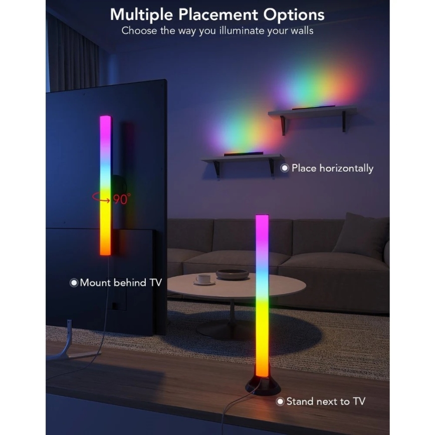 Govee - SMART LED RGBIC panel 38 cm za TV 43-75 - 2 kom Wi-Fi