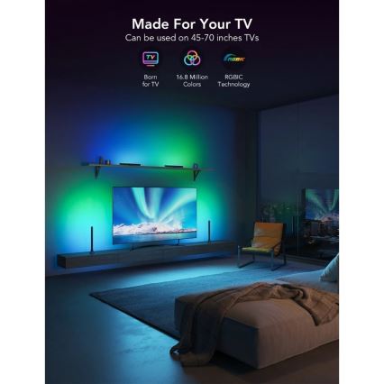 Govee - SMART LED RGBIC panel 38 cm za TV 43-75 - 2 kom Wi-Fi