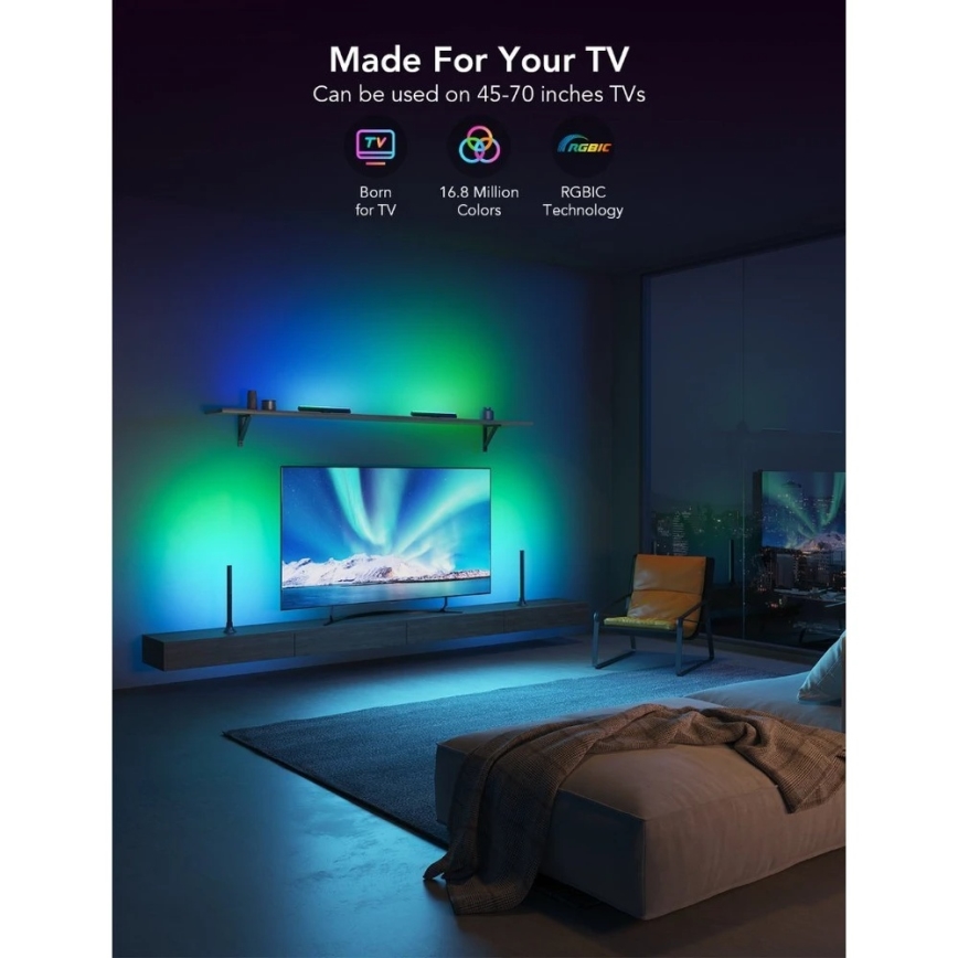 Govee - SMART LED RGBIC panel 38 cm za TV 43-75 - 2 kom Wi-Fi