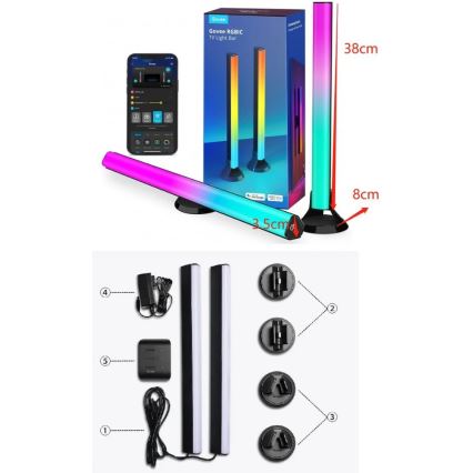 Govee - SMART LED RGBIC panel 38 cm za TV 43-75 - 2 kom Wi-Fi