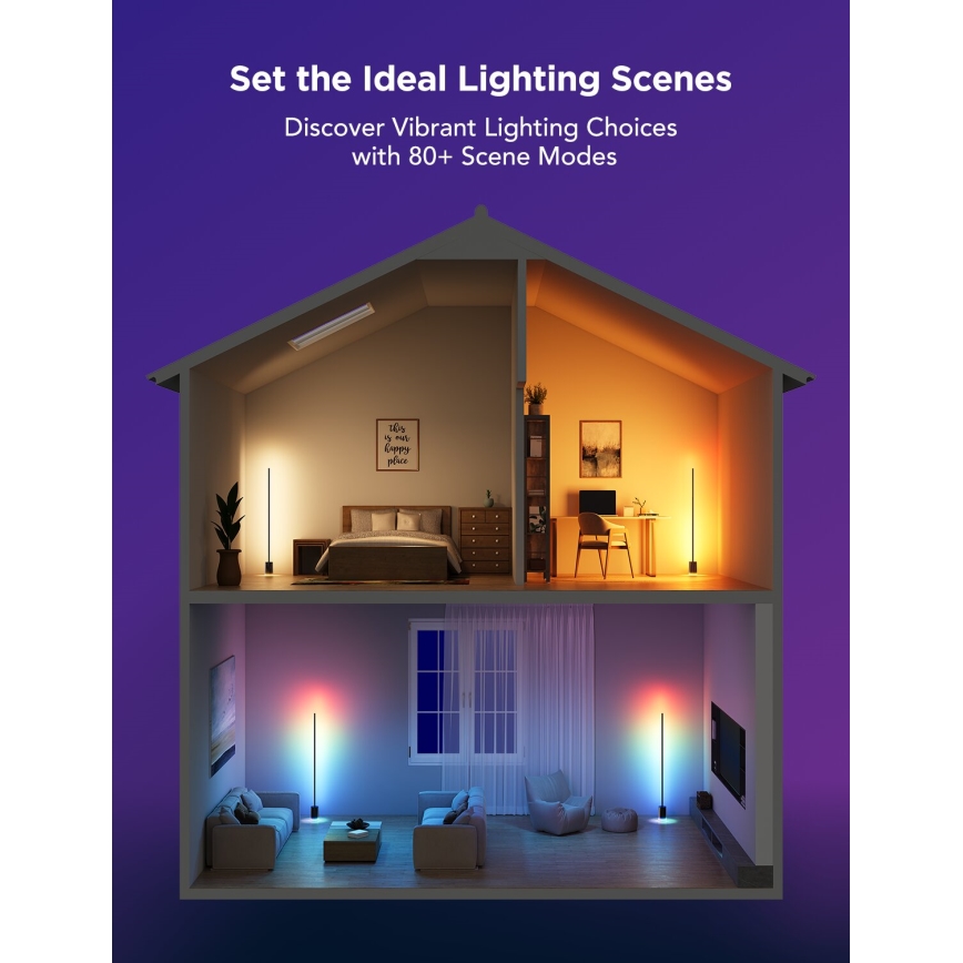 Govee - LED podesiva stojeća lampa Smart MATTER LED RGBICWW 2200-6500K Wi-Fi + daljinski upravljač