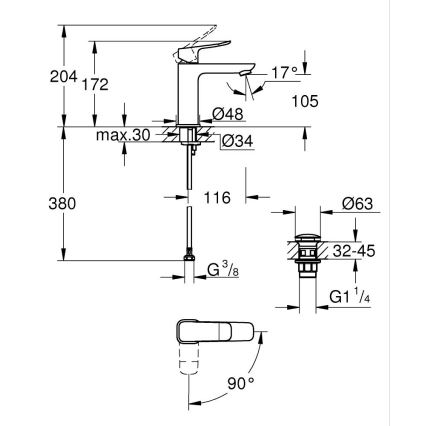 GROHE 1018362430 - Miješalica za umivaonik DICE M crna