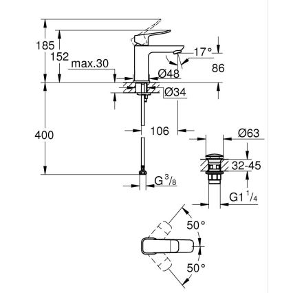 GROHE 1018572430 - Slavina za umivaonik DICE S, crna