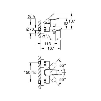 GROHE 1018720000 - Miješalica za kadu DICE, sjajni krom