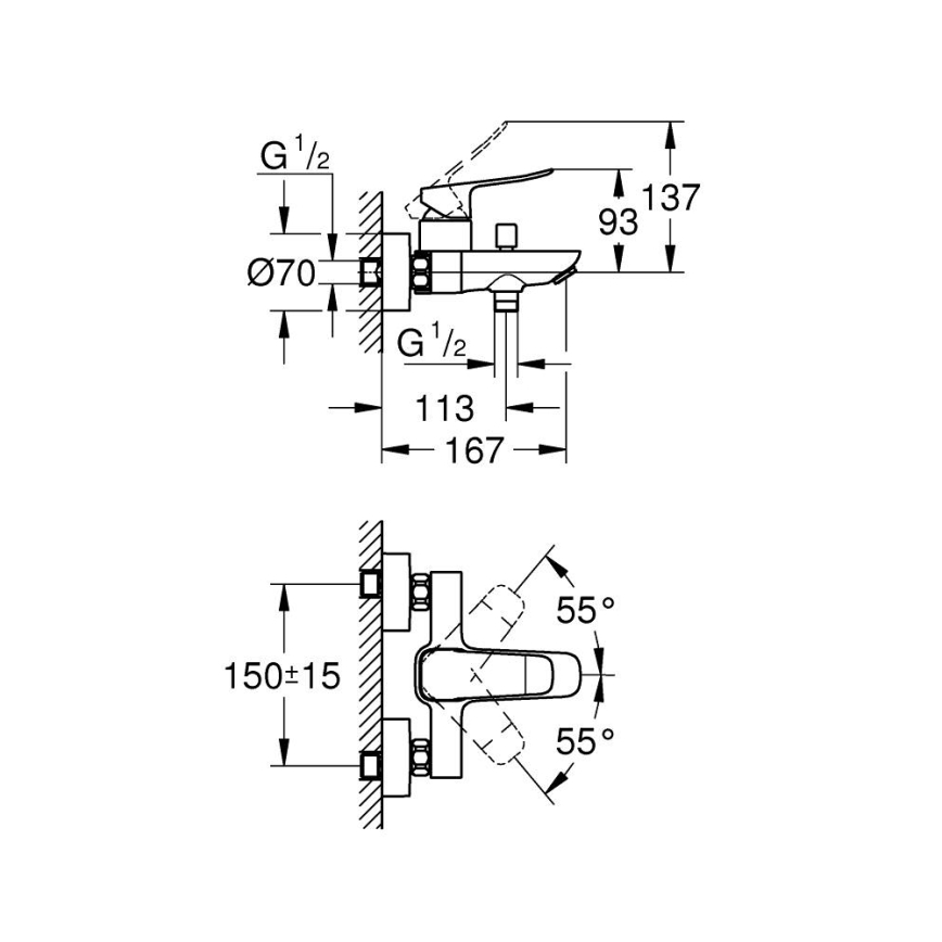 GROHE 1018720000 - Miješalica za kadu DICE, sjajni krom