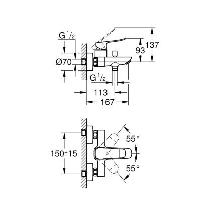 GROHE 1018722430 - Miješalica za kadu DICE, crna