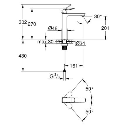 GROHE 1018922430 - Miješalica za umivaonik DICE XL crna