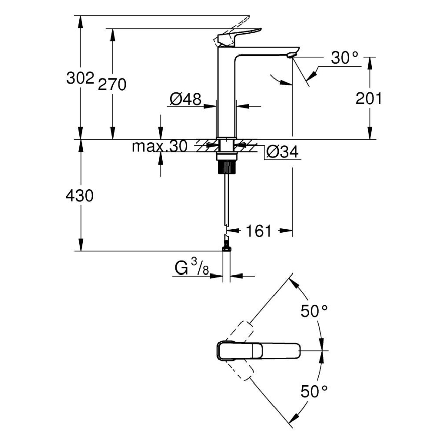 GROHE 1018922430 - Miješalica za umivaonik DICE XL crna