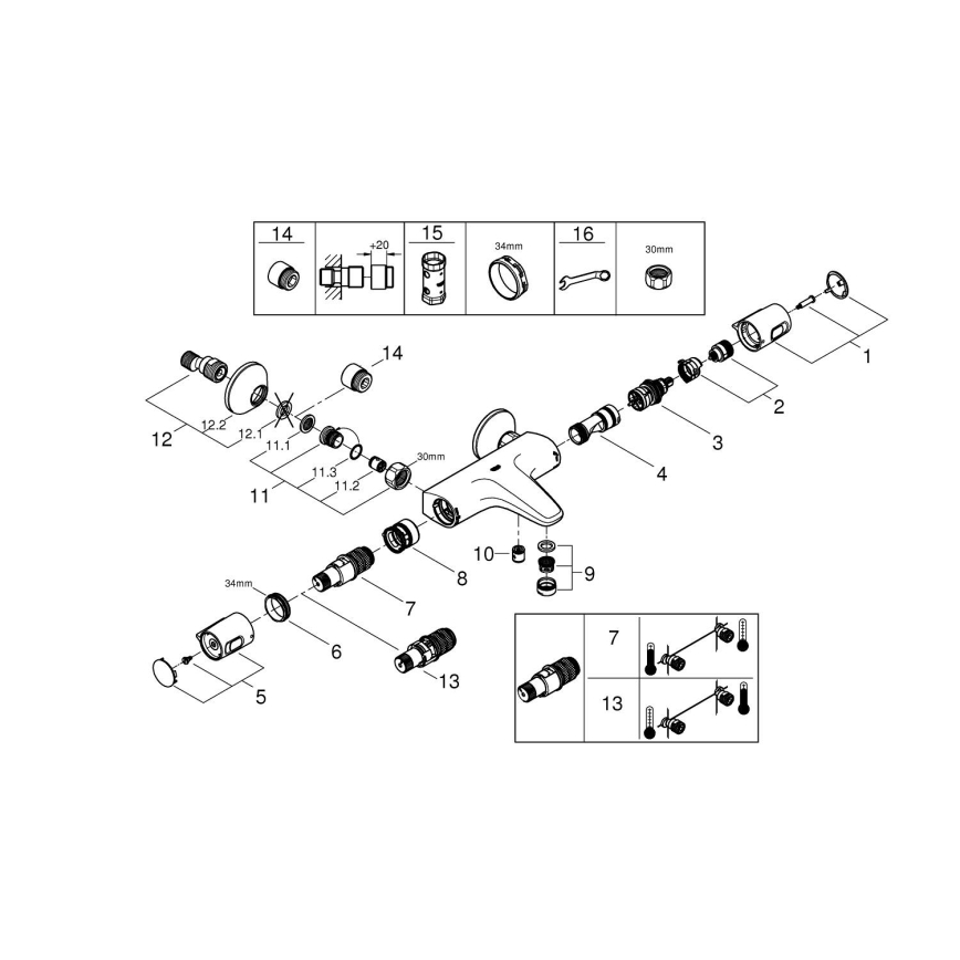 GROHE 1022162432 - Termostatska miješalica za kadu PRECISION TREND DN 15 crna