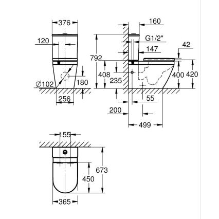 GROHE 102513SH00 - WC komplet EURO CERAMIC 67,3 x 37,6 x 79,2 cm keramika/bijela