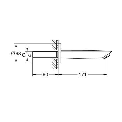 GROHE 13255001 - Slivnik za kadu BAUCOSMOPOLITAN 171 mm, polirani krom