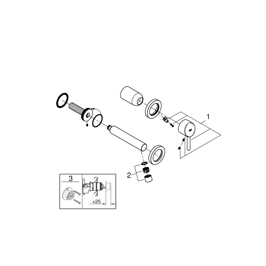 GROHE 19575001 - Dvootvorna miješalica za umivaonik CONCETTO 147 mm sjajni krom