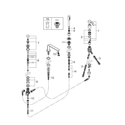 GROHE 19577001 - Četverootvorna miješalica za kadu LINEARE, polirani krom