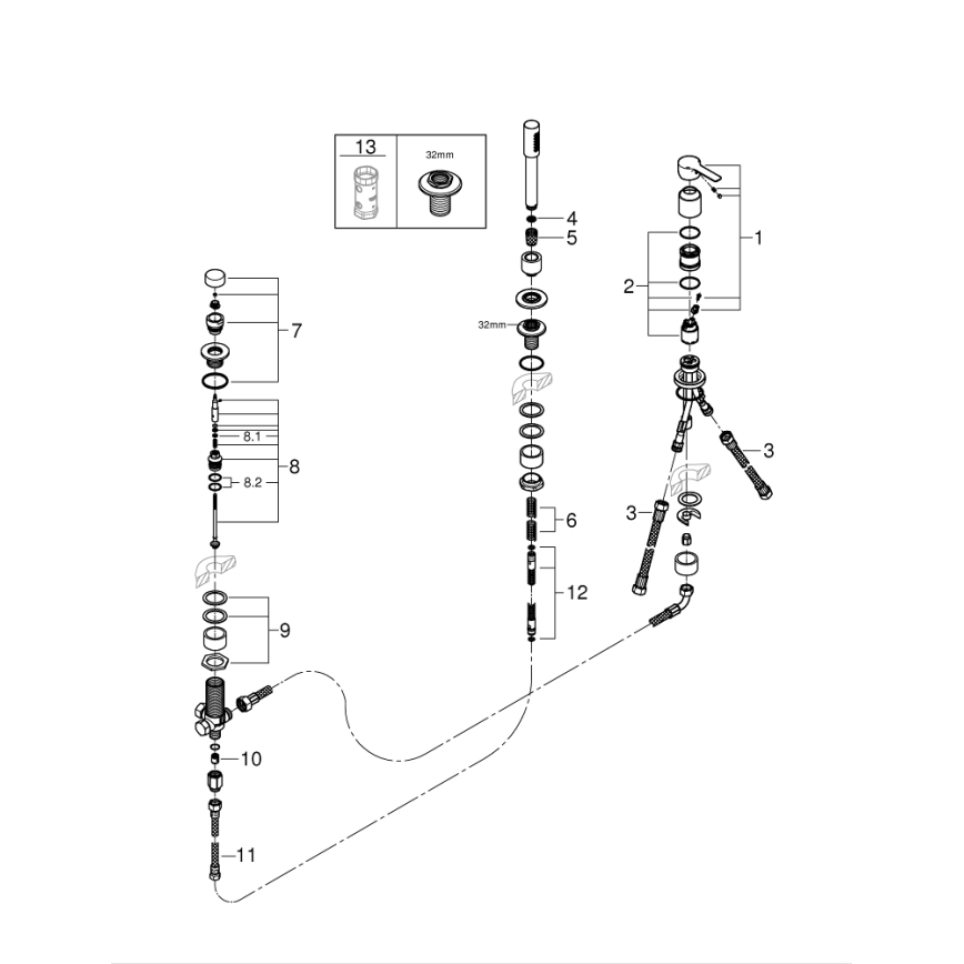 GROHE 19965001 - 3-otvorna miješalica za kadu LINEARE, sjajni krom
