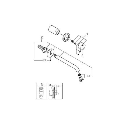 GROHE 19967DC1 - Dvootvorna miješalica za umivaonik ESSENCE, 230 mm, nehrđajući čelik