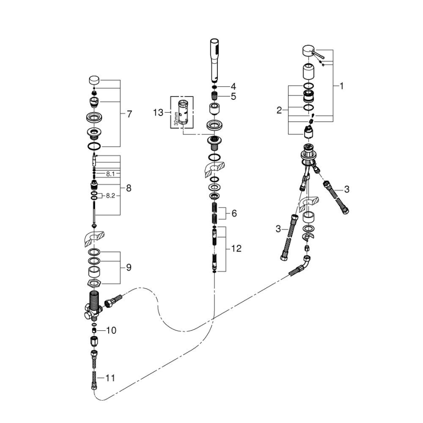 GROHE 19976001 - Trodijelna kombinacija za kadu ESSENCE sjajni krom