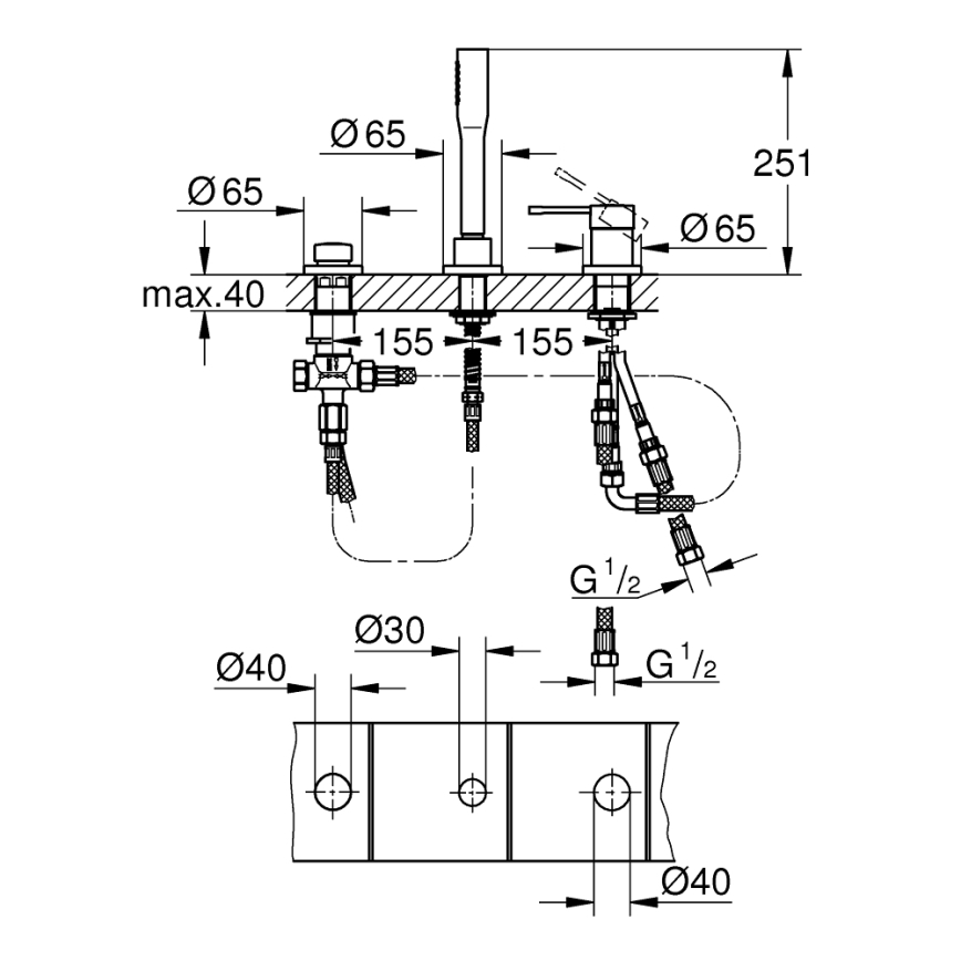 GROHE 19976001 - Trodijelna kombinacija za kadu ESSENCE sjajni krom