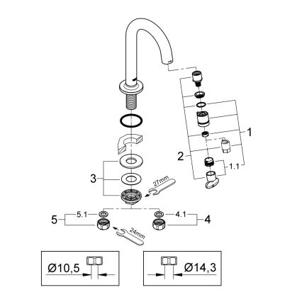 GROHE 20201000 - Stojni ventil UNIVERSAL 113 mm sjajni krom
