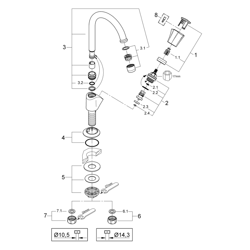 GROHE 20393001 - Stojeći ventil COSTA L DN 15 sjajni krom