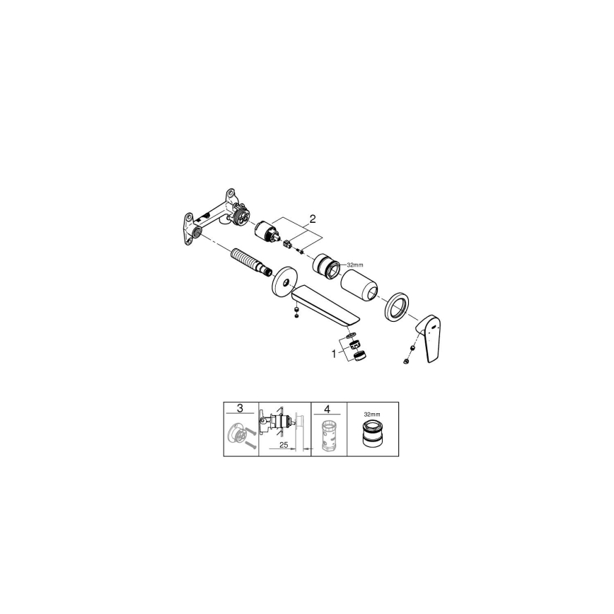 GROHE 20474001 - Miješalica za umivaonik za podžbuknu ugradnju 177 mm, sjajni krom