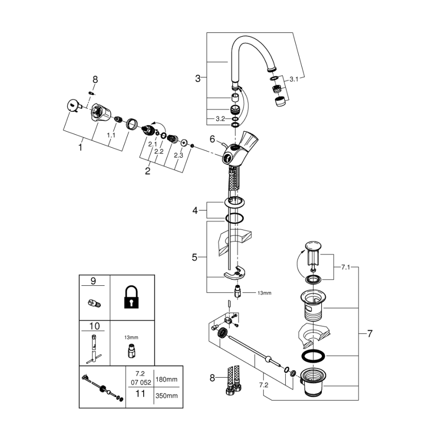 GROHE 21375001 - Slavina za umivaonik COSTA L, sjajni krom