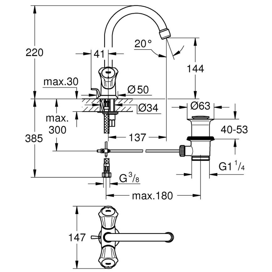 GROHE 21375001 - Slavina za umivaonik COSTA L, sjajni krom