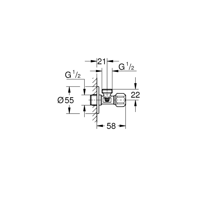 GROHE 22025000 - Kutni ventil UNIVERSAL DN 15 sjajni krom