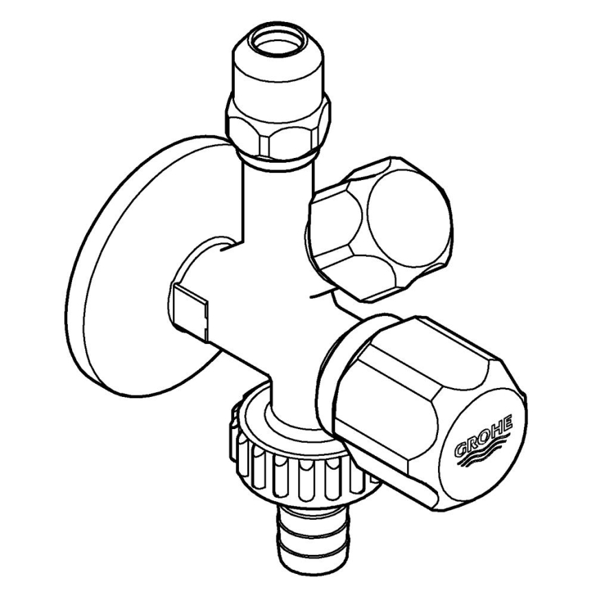 GROHE 22036000 - Kombinirani kutni ventil ORIGINAL WAS® DN 15 polirani krom
