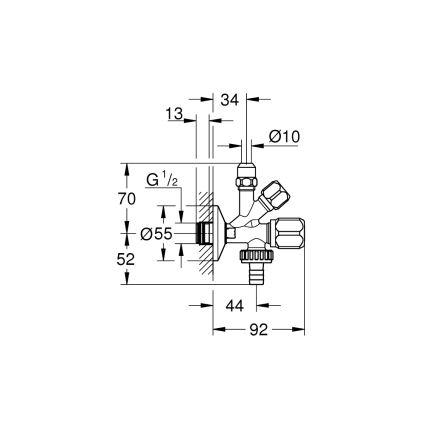 GROHE 22036000 - Kombinirani kutni ventil ORIGINAL WAS® DN 15 polirani krom