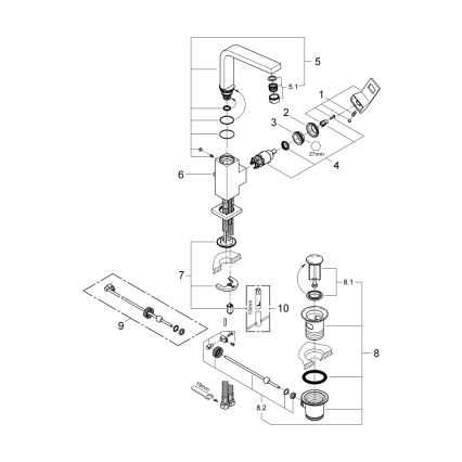GROHE 23135AL0 - Slavina za umivaonik EUROCUBE, veličina L, grafit
