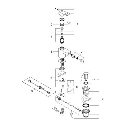 GROHE 23138000 - Baterija za bide EUROCUBE sjajni krom