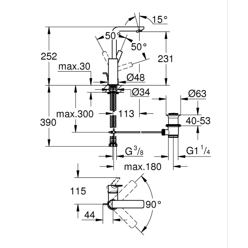 GROHE 23296001 - Slavina za umivaonik LINEARE, veličina L, sjajni krom