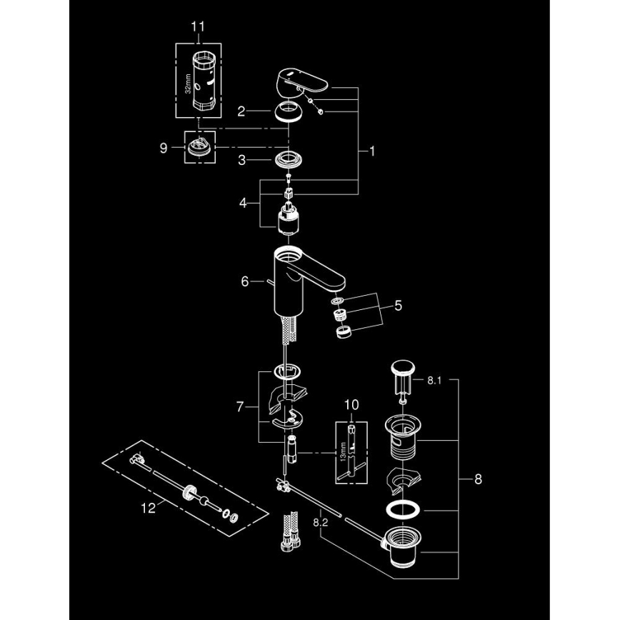 GROHE 23325000 - Slavina za umivaonik EUROSMART COSMOPOLITAN, veličina M, krom
