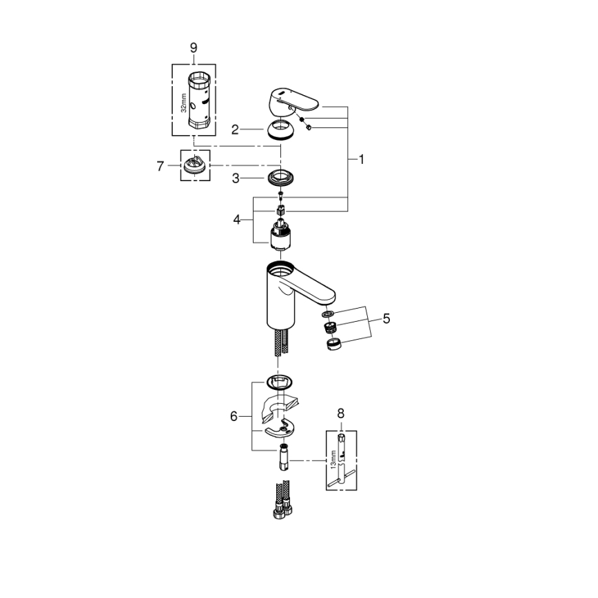 GROHE 23327000 - Slavina za umivaonik EUROSMART COSMOPOLITAN DN 15 vel. M krom