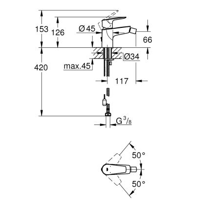 GROHE 23332001 - miješalica za bide BAUEDGE, veličina S, sjajni krom