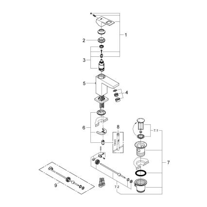 GROHE 2339000E - Slavina za umivaonik EUROCUBE DN 15 polirani krom