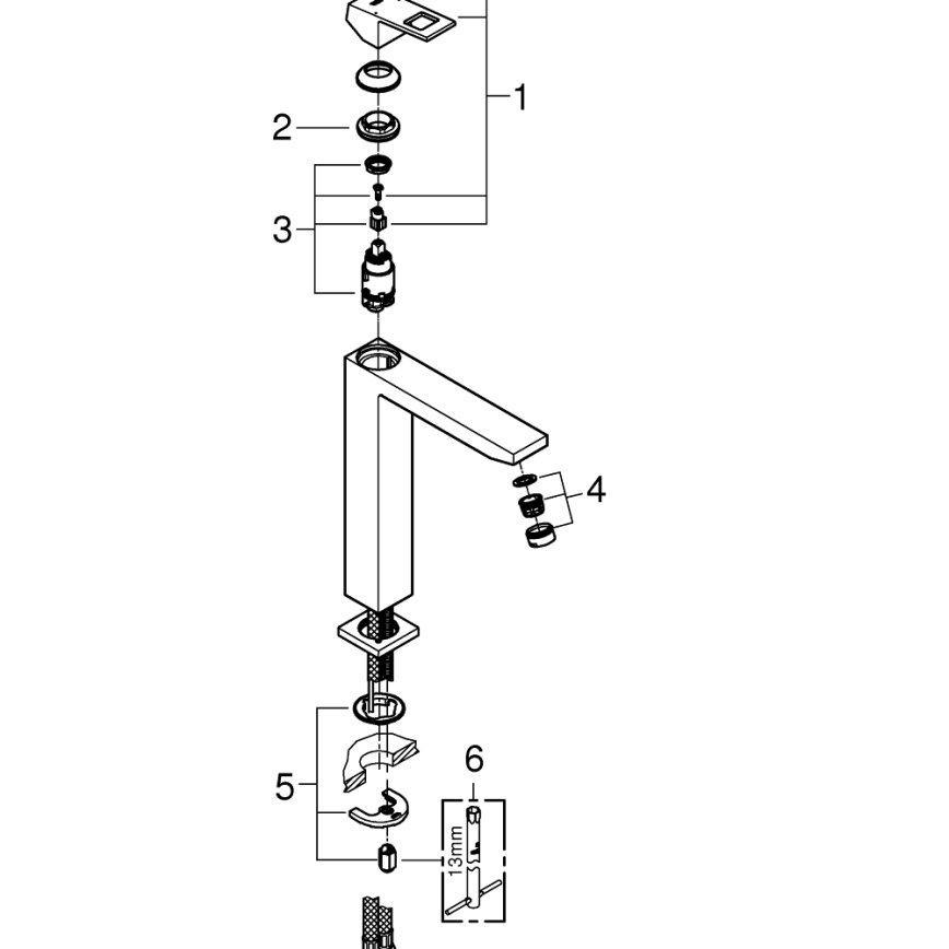 GROHE 23406AL0 - Slavina za umivaonik EUROCUBE XL, grafit