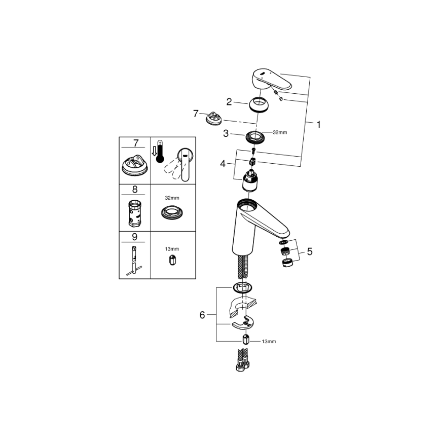 GROHE 23449002 - Miješalica za umivaonik EURODISC COSMOPOLITAN, veličina M, krom