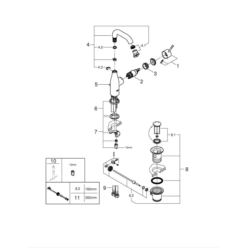 GROHE 23462001 - Umivaonička miješalica ESSENCE DN 15, veličina M, sjajni krom