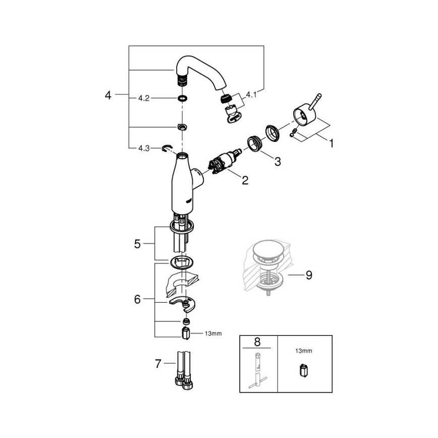 GROHE 23463001 - Slavina za umivaonik ESSENCE, veličina M, sjajni krom