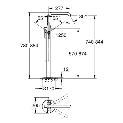 GROHE 23491DC1 - Baterija za kadu ESSENCE 277 mm, nehrđajući čelik